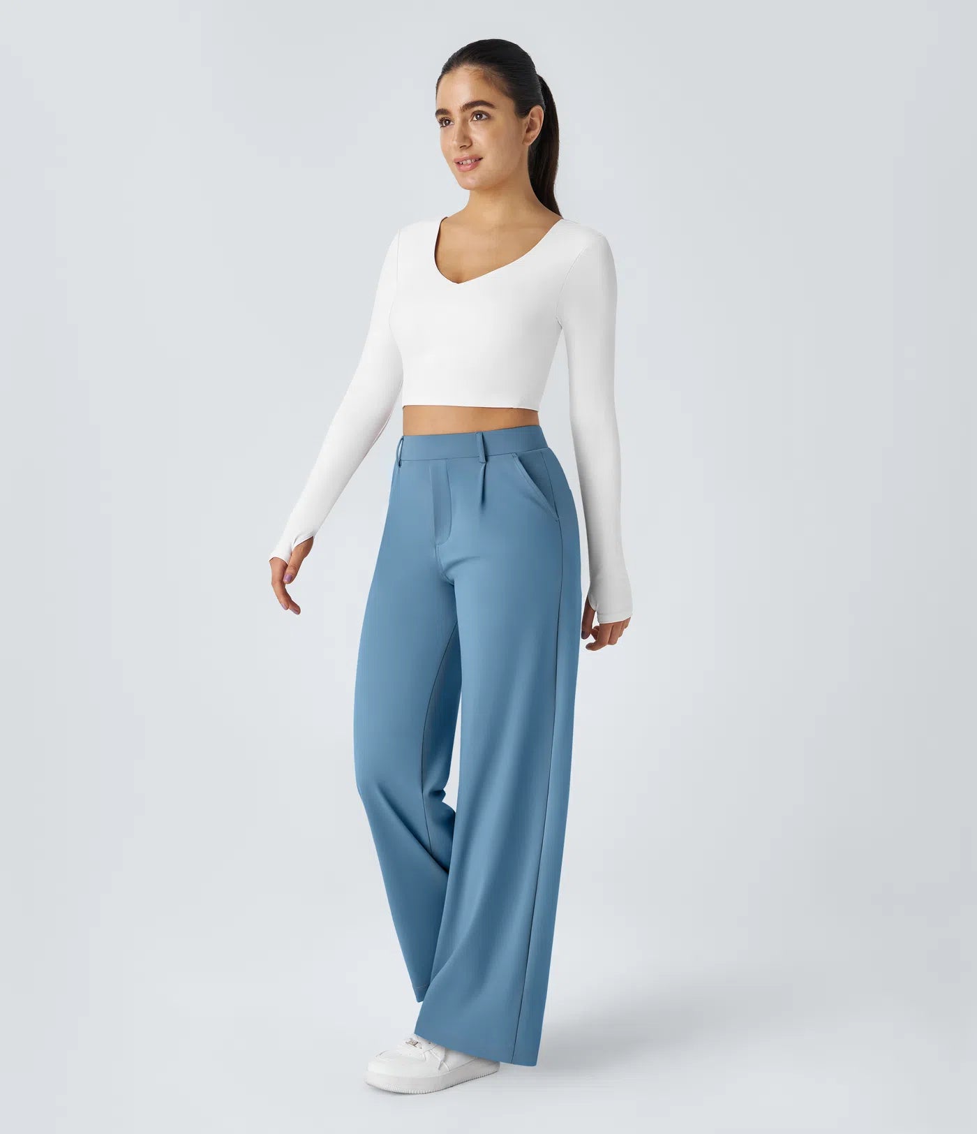 DayStretch High Waisted Straight Leg Work Pants