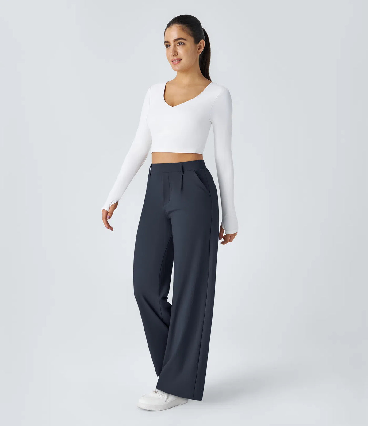 DayStretch High Waisted Straight Leg Work Pants