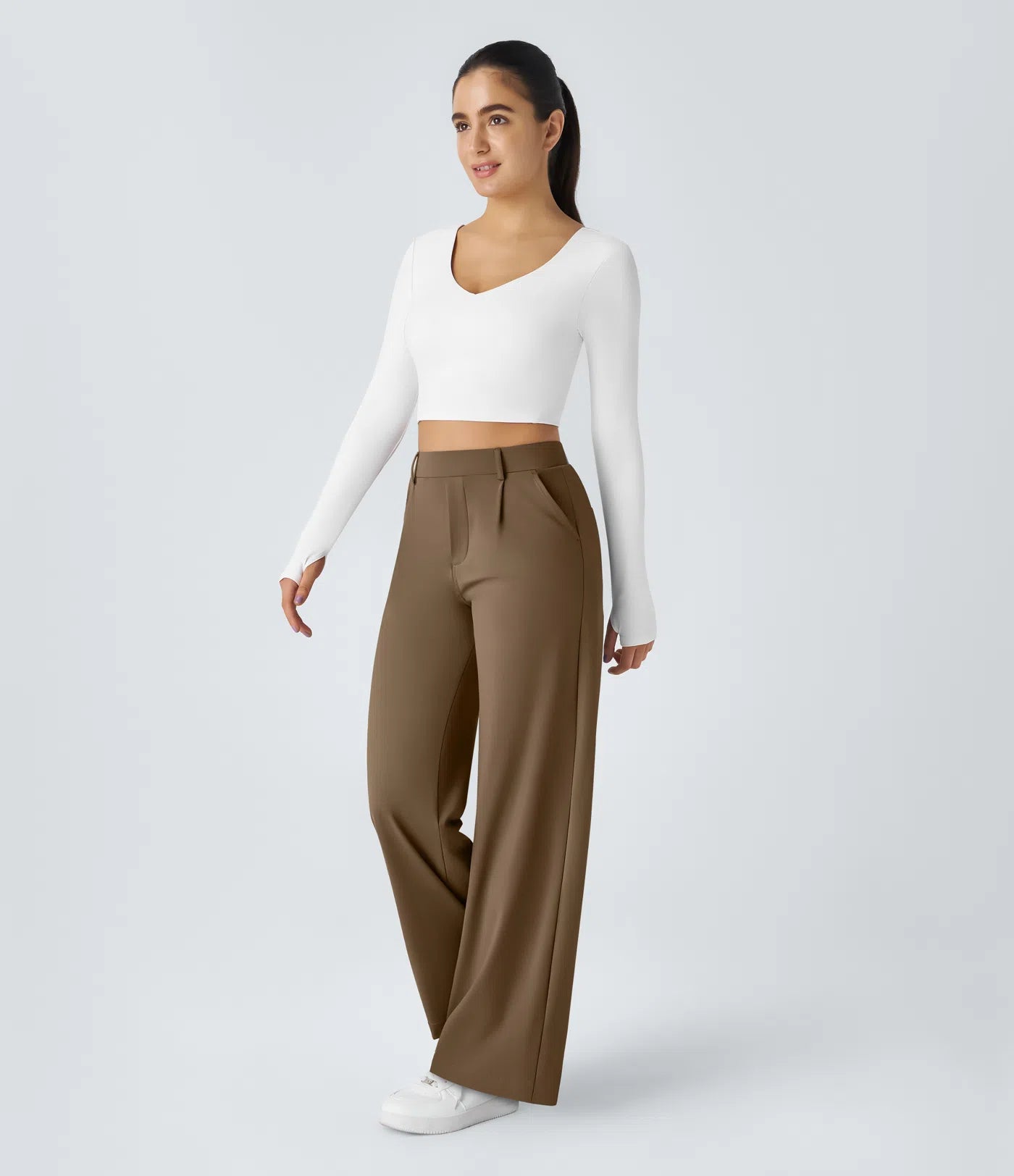 DayStretch High Waisted Straight Leg Work Pants