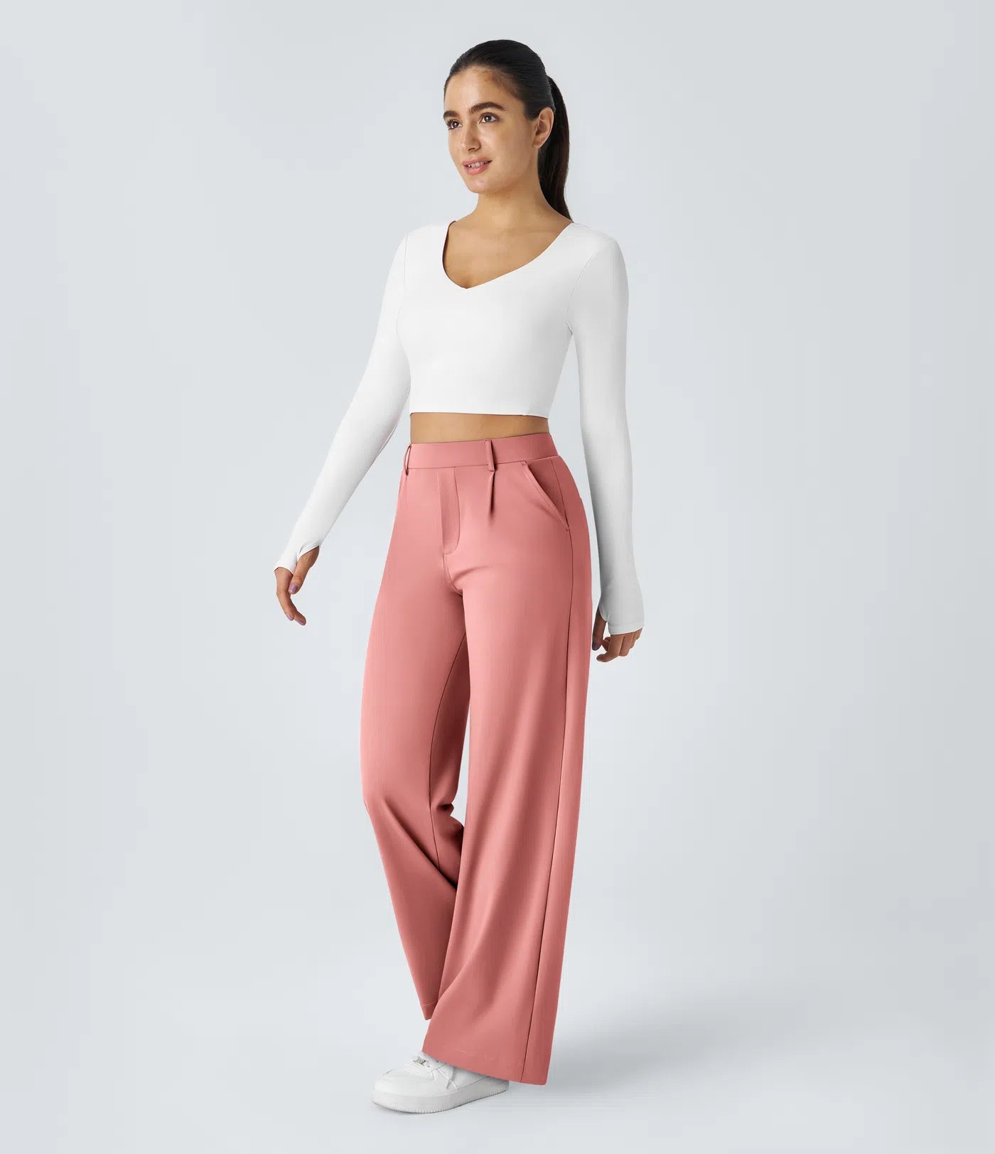 DayStretch High Waisted Straight Leg Work Pants