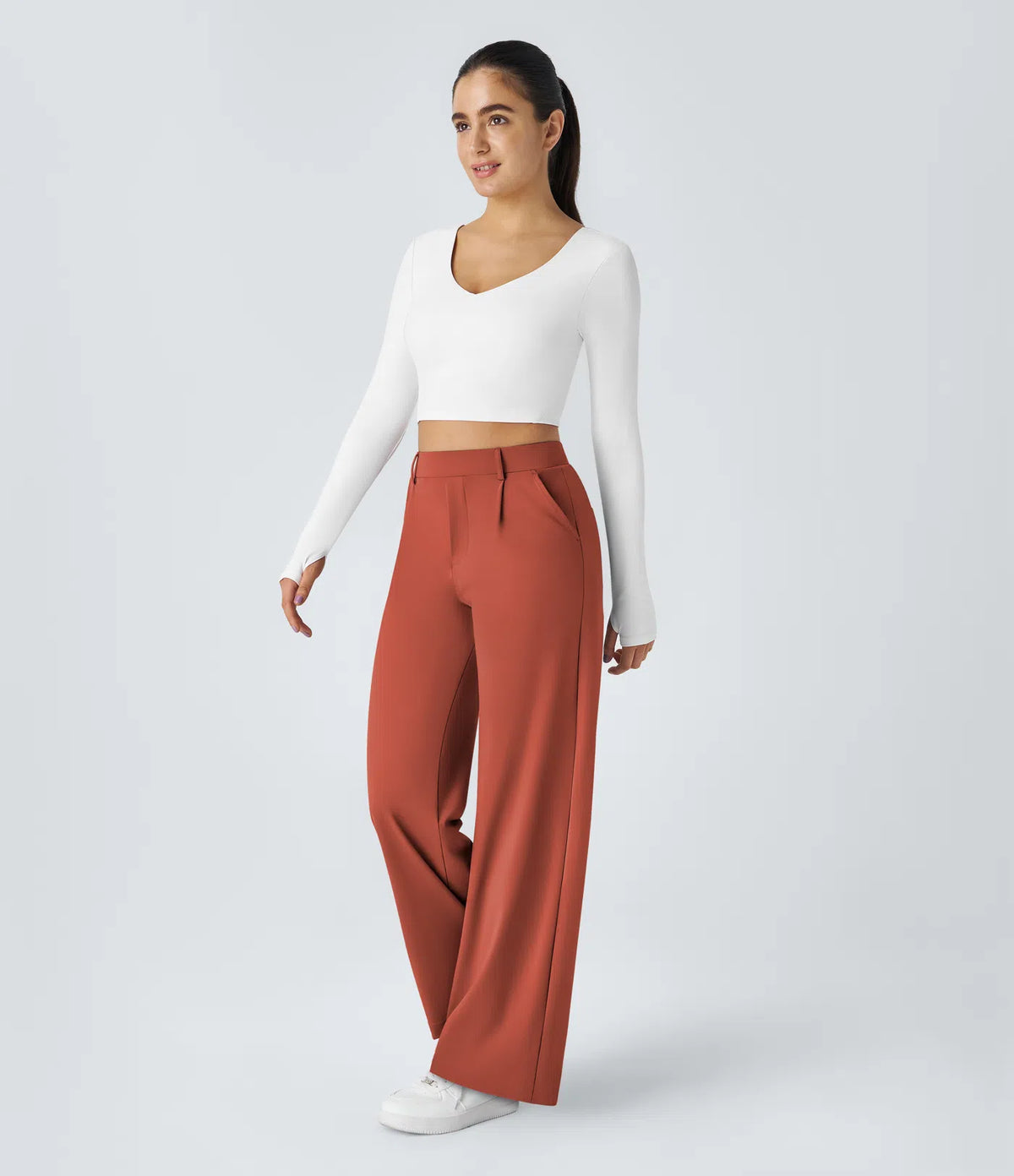 DayStretch High Waisted Straight Leg Work Pants