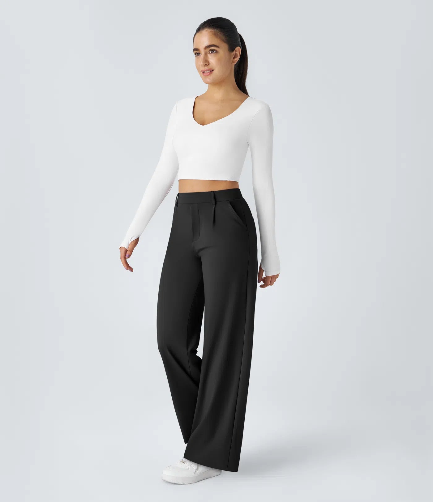 DayStretch High Waisted Straight Leg Work Pants