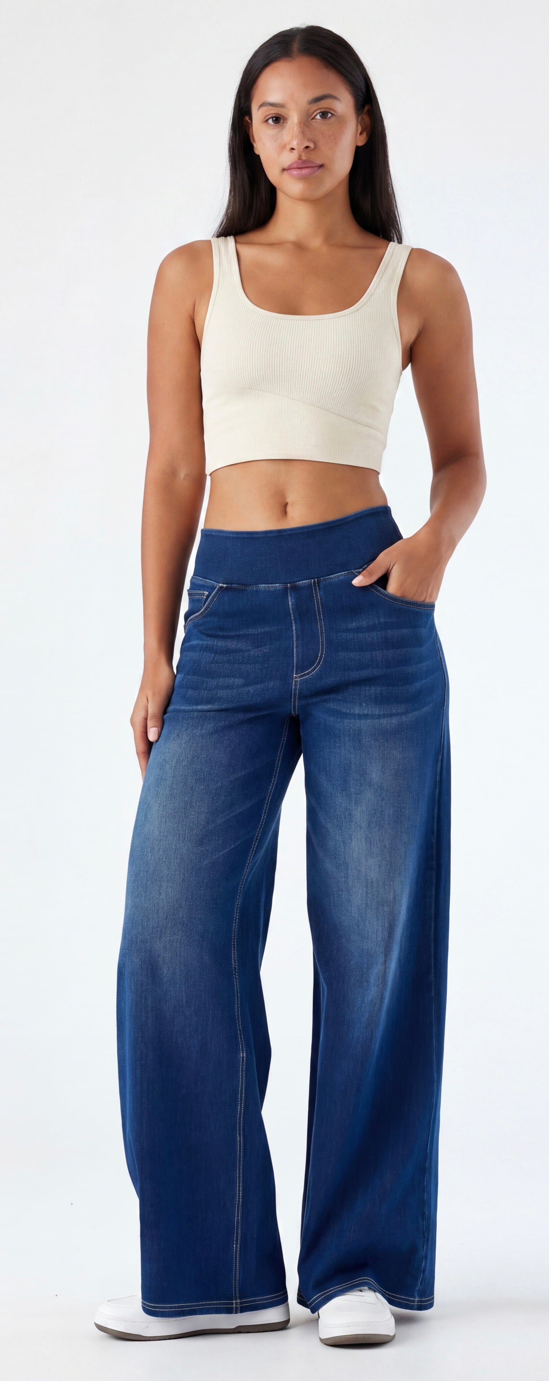 WideFlow High-Waisted Wide-Leg Jeans